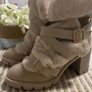 Women's Tan Fur-Lined Boots